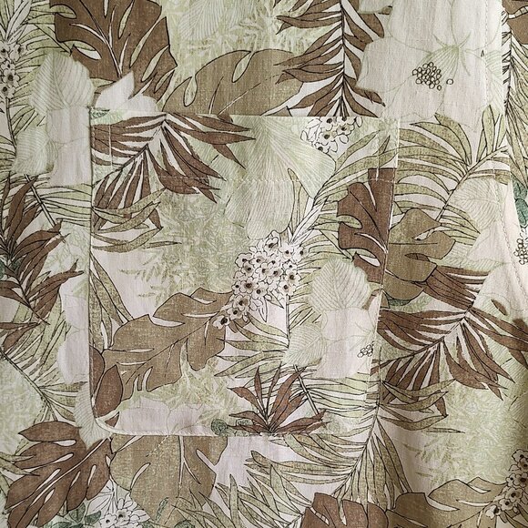 Claiborne Short Sleeve Shirt Beige Floral Silk Linen Button Up Camp Mens… - Picture 4 of 5